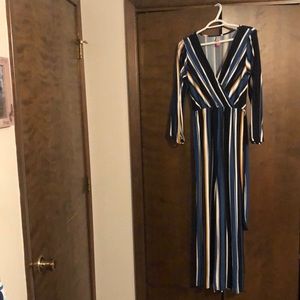 Black, white, blue, orange jumpsuit 70s style with open sleves, women, sleves